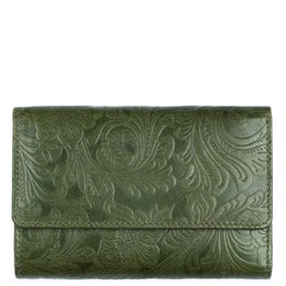 A. Eriksson Oy Flower Aida, keskikokoinen nahkalompakko isolla ajokorttipaikalla, oliivi