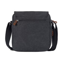 Troop London - Canvaskankainen l&auml;p&auml;llinen olkalaukku | 0238 musta