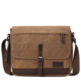 Troop London - Canvaskankainen A4 l&auml;pp&auml;laukku tablettitaskulla | 0443 ruskea