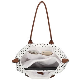 Charm London | Iso olkalaukku (PC 15,6") , sis. pitk&auml;n hihnan | Valkoinen/musta pallo