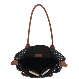 Charm London | Olkalaukku (PC 14"), sis. pitk&auml;n hihnan | Musta/valkoinen pallo