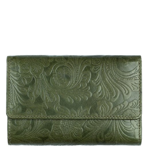 A. Eriksson Oy Flower Aida, keskikokoinen nahkalompakko isolla ajokorttipaikalla, oliivi