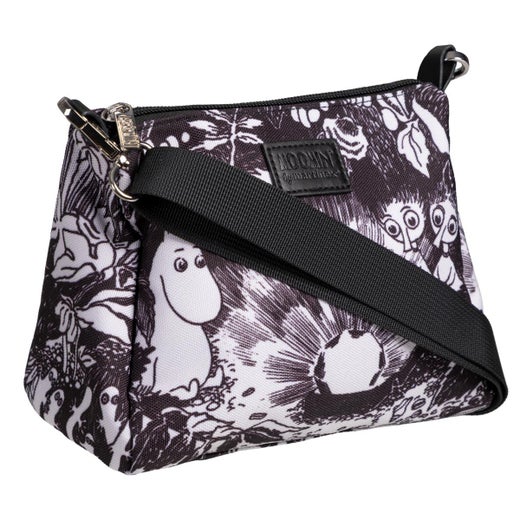 MUUMI | Lilla, pienempi olkalaukku | Mustavalkoinen