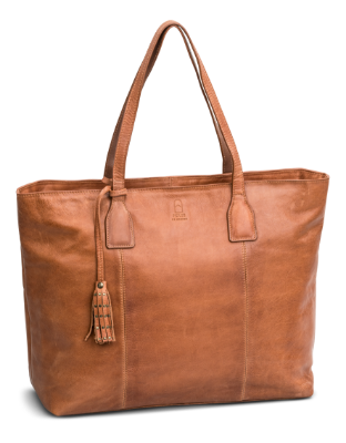 House of  Nordic nahkainen tilava shopperi tablettiosastolla | 3030135 konjakinruskea