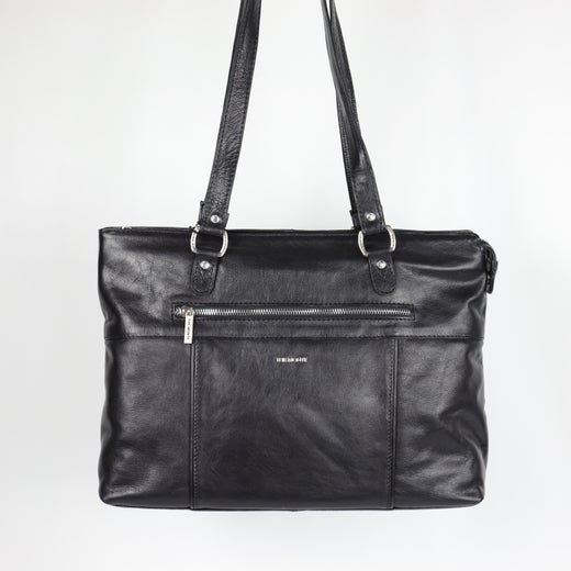 The Monte  nahkainen tilava olkalaukku (tablettiosasto) 6053034, musta