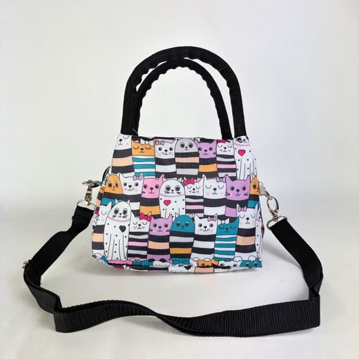 Baxxini | Lasten kankainen pikkulaukku | Raita kissa