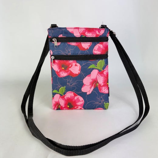 Baxxini | Kankainen k&auml;nnykk&auml;laukku M, pinkit kukat