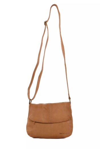 House of Sajaco nahkainen pieni l&auml;p&auml;llinen olkalaukku | 3030120 konjakinruskea