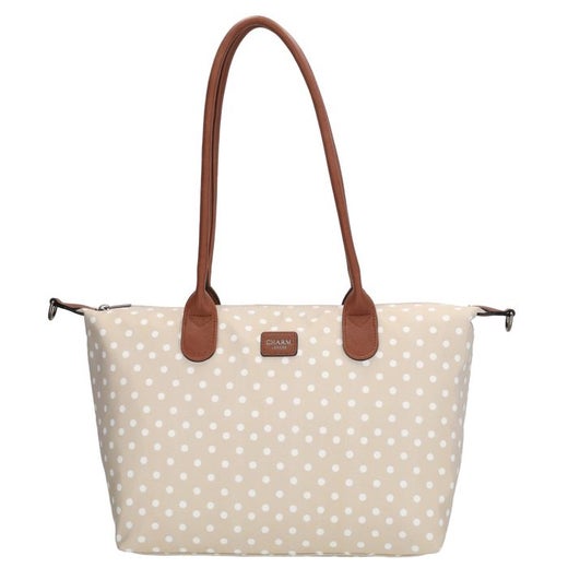 Charm London | Olkalaukku (PC 14"), sis. pitk&auml;n hihnan | Beige pallo